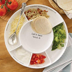 Taco bar Condiment Serving Platter, White in 14.50" Dia; 10 Inches Length in White/Silver, alternate view 2