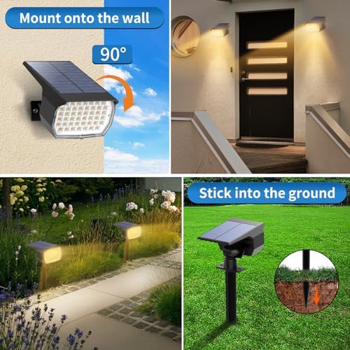 Tadyreal Solar Spot Lights Outdoor 6 Pack, [46 LED/3 Modes] Solar Landscape Spotlights Waterproof, 2-in-1 Auto, alternate