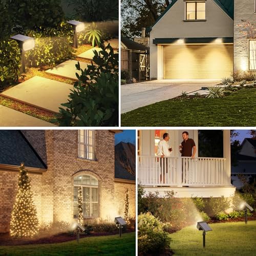 Tadyreal Solar Spot Lights Outdoor 6 Pack, [46 LED/3 Modes] Solar Landscape Spotlights Waterproof, 2-in-1 Auto, alternate