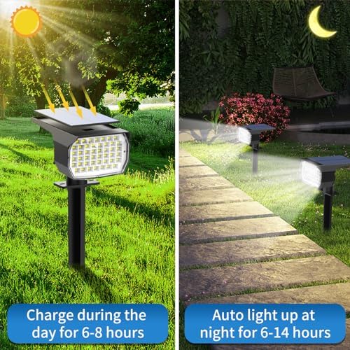 Tadyreal Solar Spot Lights Outdoor 6 Pack, [46 LED/3 Modes] Solar Landscape Spotlights Waterproof, 2-in-1 Auto, alternate