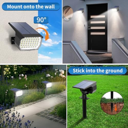 Tadyreal Solar Spot Lights Outdoor 6 Pack, [46 LED/3 Modes] Solar Landscape Spotlights Waterproof, 2-in-1 Auto, alternate