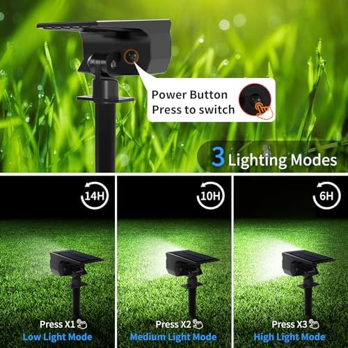 Tadyreal Solar Spot Lights Outdoor 6 Pack, [46 LED/3 Modes] Solar Landscape Spotlights Waterproof, 2-in-1 Auto, alternate
