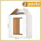 Tall cake boxes for tier cakes 10x10x12 Inch with 6 Windows 2Pack in 4windows-10x10x12inch-2P in White, alternate view 2