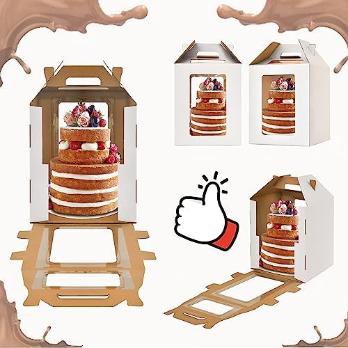 Tall cake boxes for tier cakes 10x10x12 Inch with 6 Windows 2Pack in 4windows-10x10x12inch-2P in White, alternate view 4