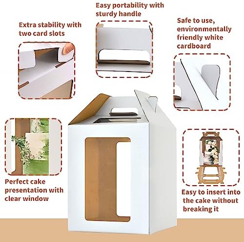 Tall cake boxes for tier cakes 10x10x12 Inch with 6 Windows 3Pack in 10x10x12 inches in white-10inch-3Pack, alternate view 3