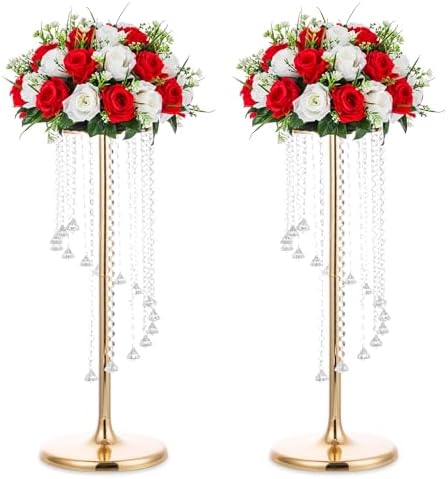 Tall Centerpiece for Table, Gold, 27.6", 2 Pcs in Gold