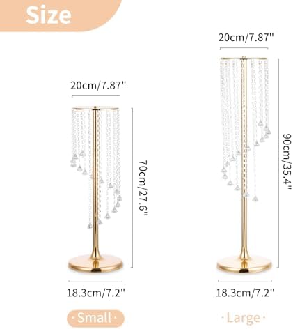 Tall Centerpiece for Table, Gold, 27.6", 2 Pcs in Gold, alternate view 3