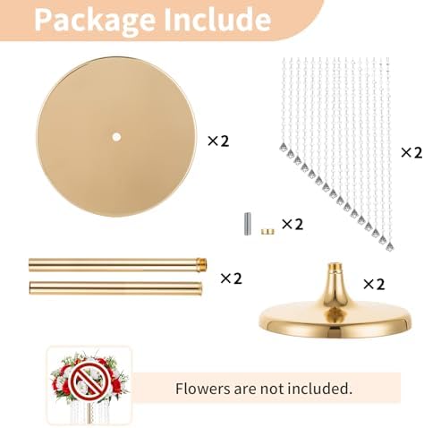 Tall Centerpiece for Table, Gold, 27.6", 2 Pcs in Gold, alternate view 6