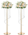 Tall Centerpiece for Table, Gold, 35.4", 2 Pcs in Gold