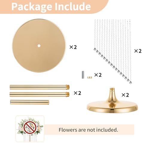 Tall Centerpiece for Table, Gold, 35.4", 2 Pcs in Gold, alternate view 6