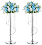 Tall Centerpiece for Table, Silver, 27.6", 2 Pcs in Silver