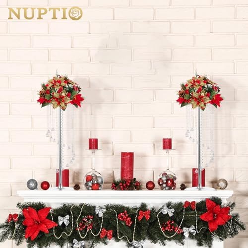Tall Centerpiece for Table, Silver, 27.6", 2 Pcs in Silver, alternate view 4