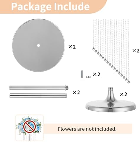 Tall Centerpiece for Table, Silver, 27.6", 2 Pcs in Silver, alternate view 6