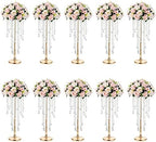 Tall Gold Centerpiece for Table, Metal, 21.7", 10 Pcs in Gold