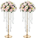 Tall Gold Centerpiece for Table, Metal, 21.7", 2 Pcs in Gold