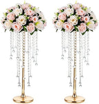 Tall Gold Centerpiece for Table, Metal, 21.7", 2 Pcs in Gold