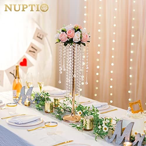 Tall Gold Centerpiece for Table, Metal, 21.7", 2 Pcs in Gold, alternate view 2