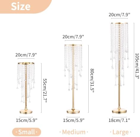 Tall Gold Centerpiece for Table, Metal, 21.7", 2 Pcs in Gold, alternate view 3
