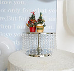 Tall Silver Cake Stand with Beaded Crystal Metal Cake Pedestal, Cake Stand 12 inch Round Wedding Metal Cake, alternate view 5