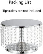 Tall Silver Cake Stand with Beaded Crystal Metal Cake Pedestal, Cake Stand 12 inch Round Wedding Metal Cake, alternate view 6