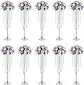 Tall Silver Centerpiece for Table, Metal, 29.5", 10 Pcs in Silver