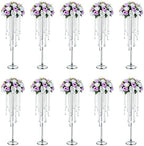 Tall Silver Centerpiece for Table, Metal, 29.5", 10 Pcs in Silver