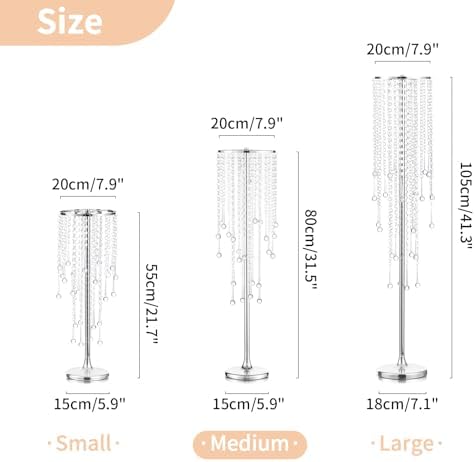 Tall Silver Centerpiece for Table, Metal, 29.5", 10 Pcs in Silver, alternate view 3
