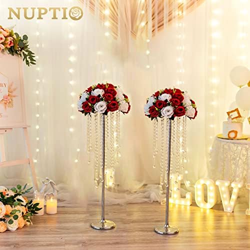Tall Silver Centerpiece for Table, Metal, 29.5", 10 Pcs in Silver, alternate view 5