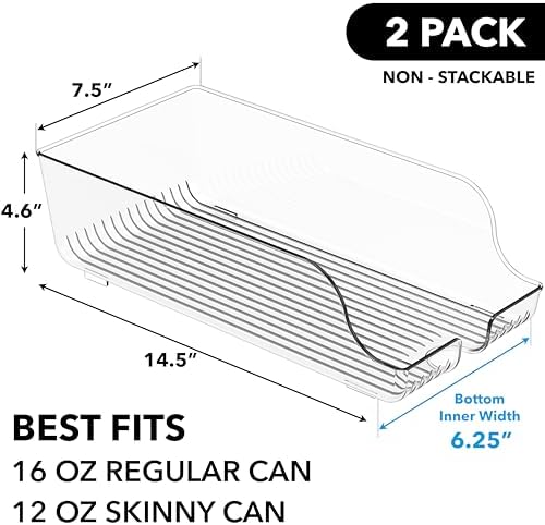 Tall Skinny Can Organizer and Dispenser for Refrigerator or Pantry, Clear, Set of 2 in Clear, alternate view 2