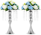 Tall Vase Table Centerpiece, 13.8", Silver, 2 Pcs in Silver