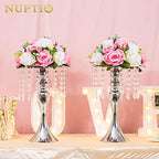 Tall Vase Table Centerpiece, 13.8", Silver, 2 Pcs in Silver, alternate view 2
