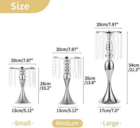 Tall Vase Table Centerpiece, 13.8", Silver, 2 Pcs in Silver, alternate view 3