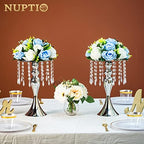 Tall Vase Table Centerpiece, 13.8", Silver, 2 Pcs in Silver, alternate view 4