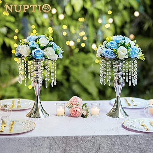 Tall Vase Table Centerpiece, 13.8", Silver, 2 Pcs in Silver, alternate view 5