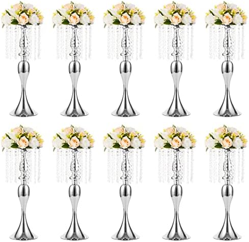 Tall Vase Table Centerpiece, 21.3", Silver, 10 Pcs in Silver