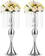 Tall Vase Table Centerpiece, 21.3", Silver, 2 Pcs in Silver