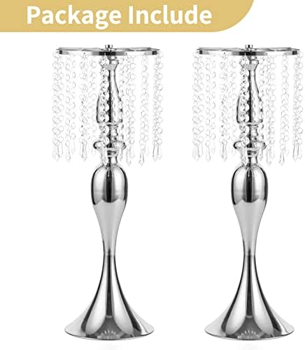 Tall Vase Table Centerpiece, 21.3", Silver, 2 Pcs in Silver, alternate view 6