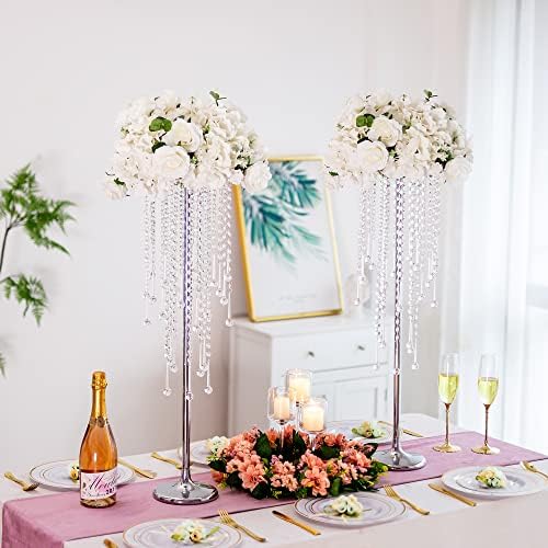 Tall Wedding Vases for Centerpieces: Silver, 29.6in, 2 Pcs in Silver, alternate view 2