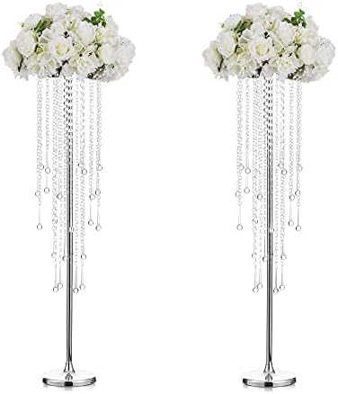 Tall Wedding Vases for Centerpieces: Silver, 39.4in, 2 Packs in Silver