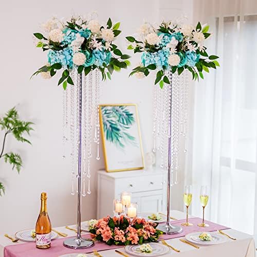 Tall Wedding Vases for Centerpieces: Silver, 39.4in, 2 Packs in Silver, alternate view 2