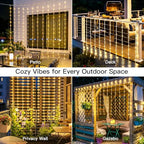 Tangle-Free Curtain Lights,200 LED 6.5x6.5ft Hanging Lights with Hooks, Curtain Lights for Bedroom, Christmas, alternate view