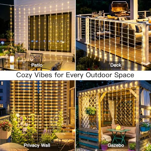 Tangle-Free Curtain Lights,200 LED 6.5x6.5ft Hanging Lights with Hooks, Curtain Lights for Bedroom, Christmas, alternate view
