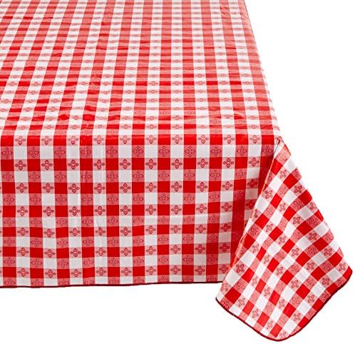 TBCO-90R Checkered Table Cloth, 52-Inch x 90-Inch, Red in 90" x 52" (Rectangle) in Red