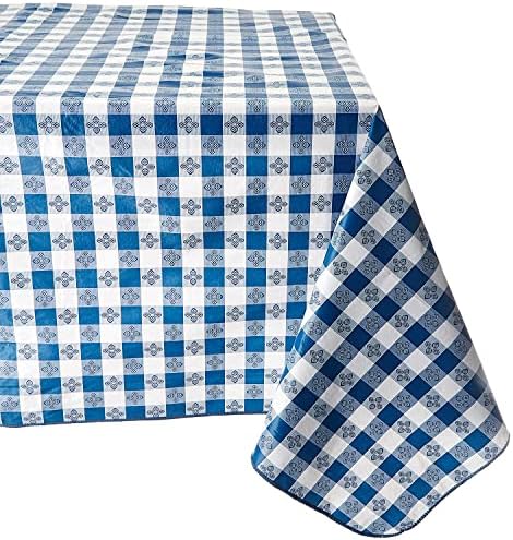 TBCS-52B Checkered Table Cloth, 52-Inch x 52-Inch, Blue in 52" x 52" (Square) in Blue
