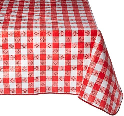 TBCS-52R Checkered Table Cloth, 52-Inch x 52-Inch, Red, White, Red, Medium in 52" x 52" (Square) in Red