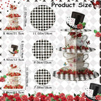 Tea Party Cupcake Stand - 3 Tier Floral Tea Party Cupcake Tower Decorations Wonderland Teapot Black and White, alternate view