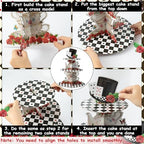 Tea Party Cupcake Stand - 3 Tier Floral Tea Party Cupcake Tower Decorations Wonderland Teapot Black and White, alternate view