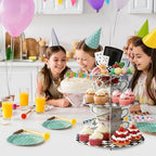 Tea Party Cupcake Stand - 3 Tier Floral Tea Party Cupcake Tower Decorations Wonderland Teapot Black and White, alternate view