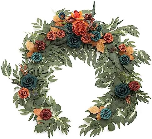 Teal Blue Artificial Flower Garland Fall Wedding Arch 6 FT