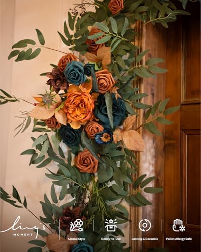 Teal Blue Artificial Flower Garland Fall Wedding Arch 6 FT, alternate view 3